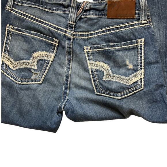 Big Star Pioneer Jeans Men's Size 33R Bootcut Distressed Big Stitches Blue Denim - Picture 9 of 12